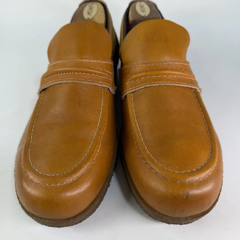 Vtg 1970s Levis Loafers Shoes Mens 10.5 Orange Tab Rubber Gum Soles Disco Hippie